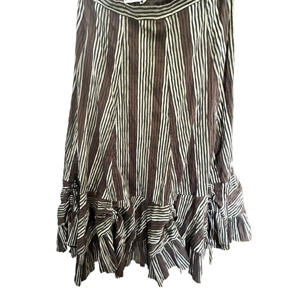 Heteroclite Dark Striped Maxi Skirt w/Gatherings Along Bottom Top Layer Size 40 - Picture 7 of 10